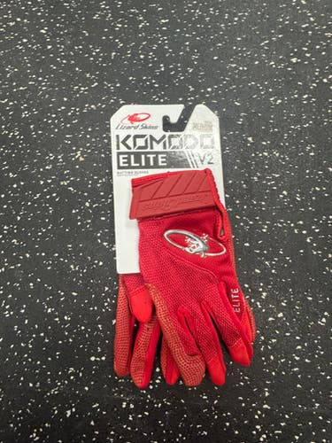 Used Lizard Skins KOMODO ELITE BB/SB Batting Gloves Red MD 11849-S000035323
