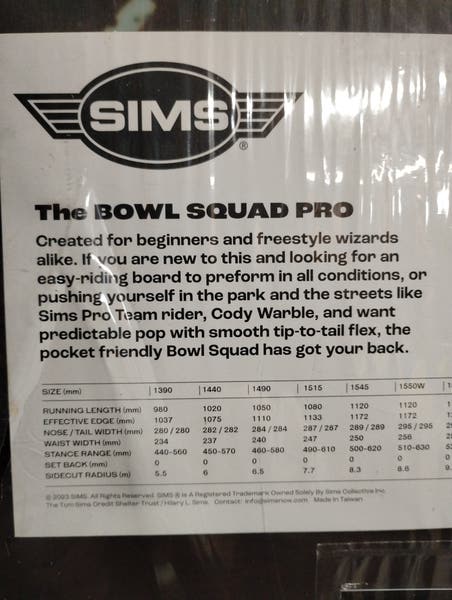New 154.5 SIMS Bowl Squad w/ new 811 binding | SidelineSwap | Buy