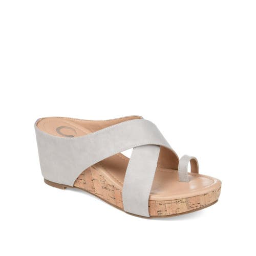 Journee Collection Rayna Sandals Women's US 7 Stone Leather Toe Loop LION1014