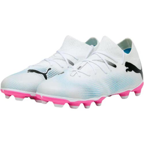Puma Future 7 Match Kids US 1.5 White Black Pink FG/AG Football Boots NIN1066