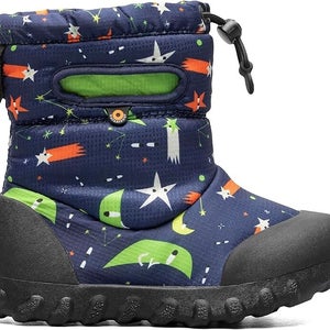 Bogs B-Moc 73089K-492 Snow Boots Kids 4 Navy Space Eyes Waterproof Ankle RHS6656