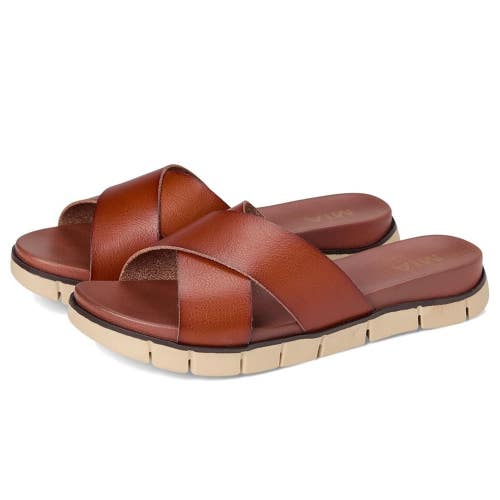 MIA Elissa Sandals Women's US 6 Cognac Brown Leather Slip-On Slide ZOGG2656