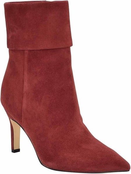 Nine West Gemms Boots Womens US 6 Red Suede Stiletto Heel Dress Bootie RHS6639