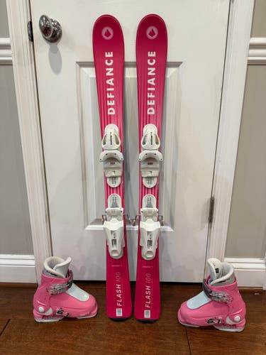 Kid's 2024 Defiance 100 cm All Mountain flash junior Skis With Bindings (Used)