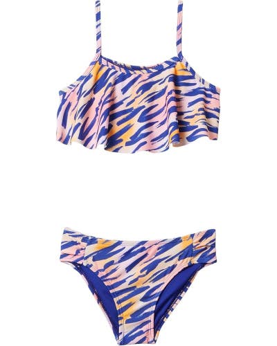 Under Armour Bikini Set Girls 6X Pink Vortex Brush Zebra Print Swimwear RED1335