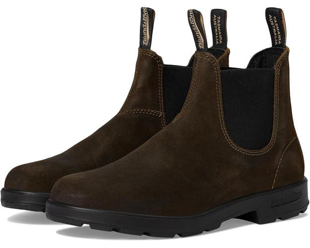 Blundstone 1615 Boots Men's US 7.5 Olive Suede Round Toe Ankle Chelsea RHS6665