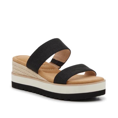 Kelly & Katie Tiama Sandals Women 7 Black Open Toe Espadrille Wedge Heel GAL2023