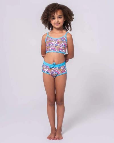 Appaman Stella Bikini Little Girls Multi Waves Print Stretch Swimwear RED1405
