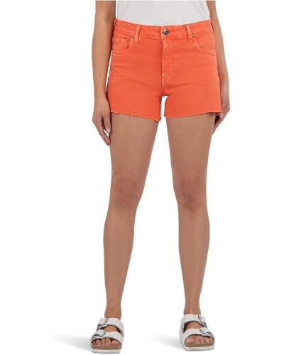 KUT from the Kloth Jane Cut-Off Shorts Women 12 Orange Raw Hem High-Rise RED1358