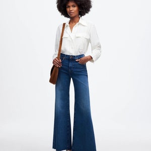 Madewell Jeans Womens 25 Blue Pelion Wash Denim Raw Hem Flared Leg Retro RED1370