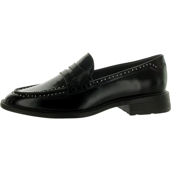 Franco Sarto Eden Loafers Women's 9 Black Patent Studded Round Toe Shoes RHS6582