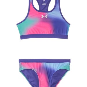 Under Armour Polka Party Blur Racer Bikini Set Girls 14 Multi Swimwear RED1399