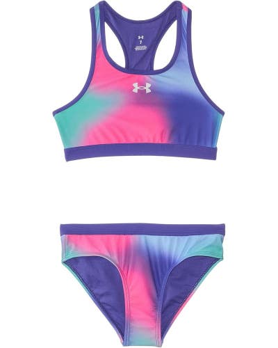 Under Armour Polka Party Blur Racer Bikini Set Girls 14 Multi Swimwear RED1399