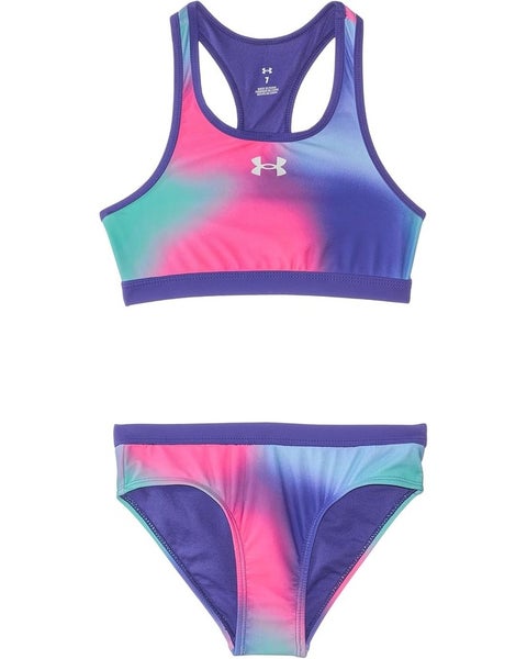 Under Armour Polka Party Blur Racer Bikini Set Girls 14 Multi Swimwear RED1399