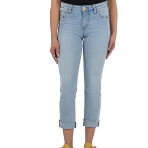 KUT from the Kloth Amy Jeans Women's 14 Blue Straight Leg Raw Hem Crop RED1214