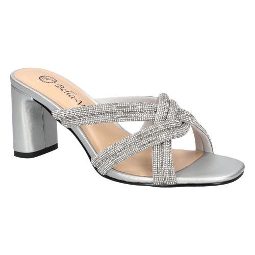 Bella Vita Carmen 3597-040 Sandals Womens 9 Silver Rhinestone Block Heel RHS6528