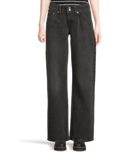 Levi's Superlow Jeans Women's 27x32 Black Denim 100% Cotton Straight Leg RED1102