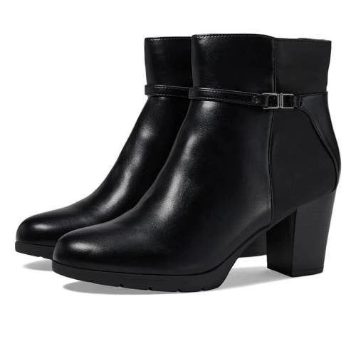 Anne Klein Romi Boots Women's 7.5 Black Round Toe Side Zip Ankle Bootie RHS6463