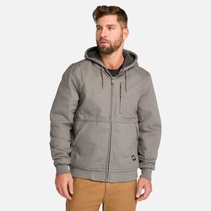 Timberland PRO Gritman Jacket Men's S Gray Fleece-Lined Hooded Full Zip JAX598