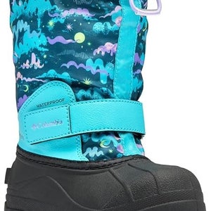 Columbia Powderbug Forty Print 1637862-314 Kids 6 Blue Print Snow Boots RHS6516