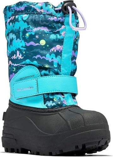 Columbia Powderbug Forty Print 1637862-314 Kids 6 Blue Print Snow Boots RHS6516