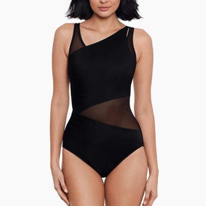 Miraclesuit Illusionist Azura Swimsuit Womens 14 Black Stretch One-Piece RED1098