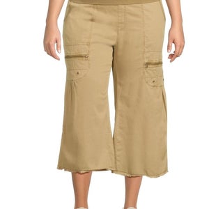 XCVI Pasqual Crop Pants Women's Medium Linwood Sands Linen Elastic Waist RED1197