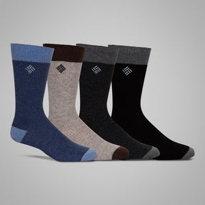 Columbia Crew Socks Men's 6-12 Brown Black Navy Textured Basics 4-Pack JAX568