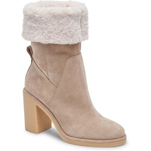 Dolce Vita Caddie Plush Boots Women's US 8 Taupe Faux Fur Ankle Bootie RHS6504