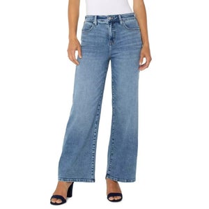 Liverpool Los Angeles Stride Jeans Women 8 Blue Denim High Rise Wide Leg RED1189