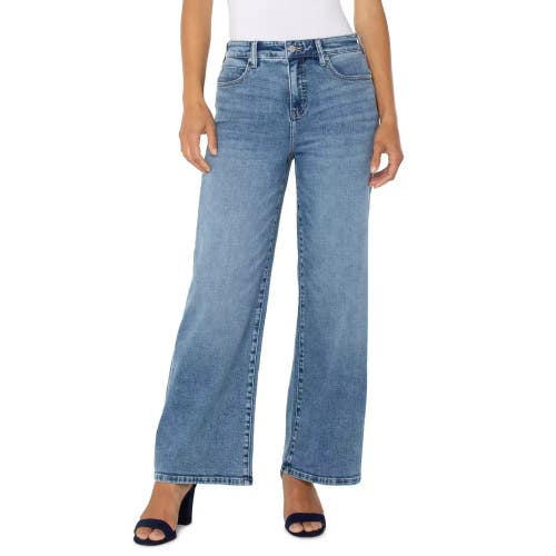 Liverpool Los Angeles Stride Jeans Women 8 Blue Denim High Rise Wide Leg RED1189