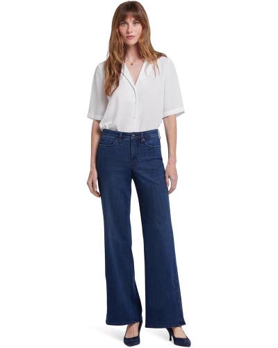 NYDJ Teresa Jeans Women's 14x33 Ibiza Blues Wide Leg High Rise Zip Fly RED1271