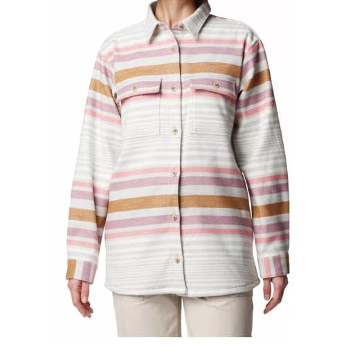 Columbia Blue Point Creek Shirt Jacket Womens Multicolor Striped Collared JAX569