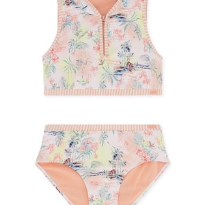 Roxy North Shore 2-Piece Set Girl 7 Peach Nectar Tropical Swimsuit Beach RED1256