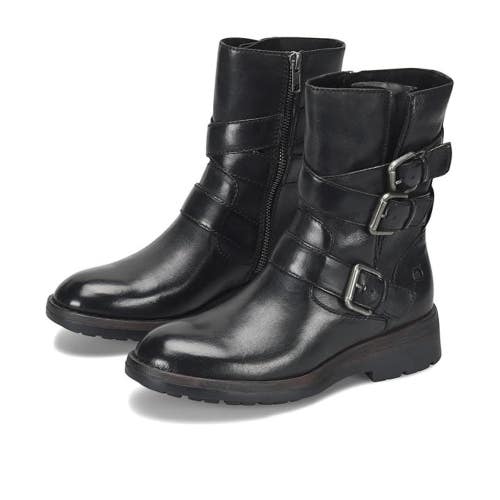 Born Mayne BR0063703 Women's US 8.5 Black Leather Round Toe Ankle Boots ZOGG2306