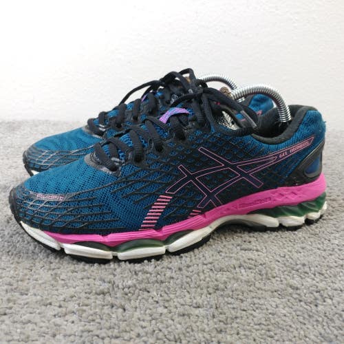 ASICS Gel-Nimbus 17 Women Size 6.5 Running Shoes Blue Pink Low Top Sneakers