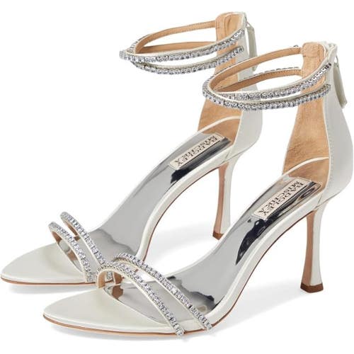 Badgley Mischka Logan MP7214 Sandal Women 6.5 White Leather Ankle Strap ZOGG2249