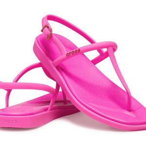 Crocs Miami 209793-6TW Sandals Women's 9 Pink Crush Square Toe Flip Flop GBO1528
