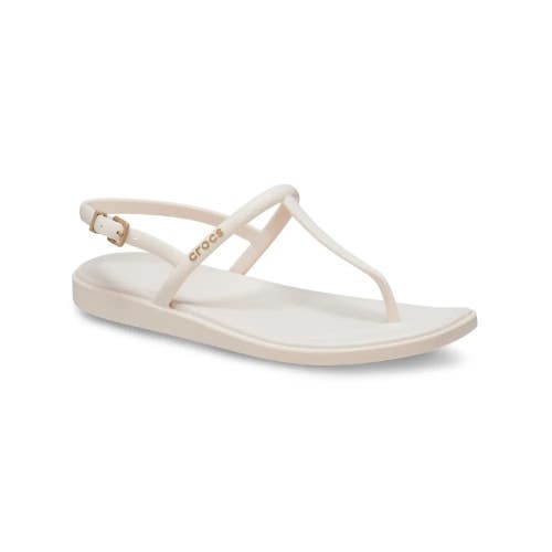 Crocs Miami 209793-0WW Sandals Womens 9 Ivory Square Toe Thong Flip Flop GBO1537