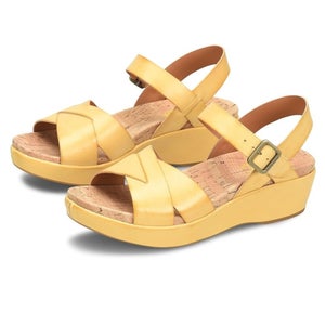 Kork-Ease Myrna 2.0 Sandal Womens 10 Yellow Adjustable Strap Wedge Heel ZOGG1974