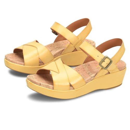 Kork-Ease Myrna 2.0 Sandal Womens 10 Yellow Adjustable Strap Wedge Heel ZOGG1974