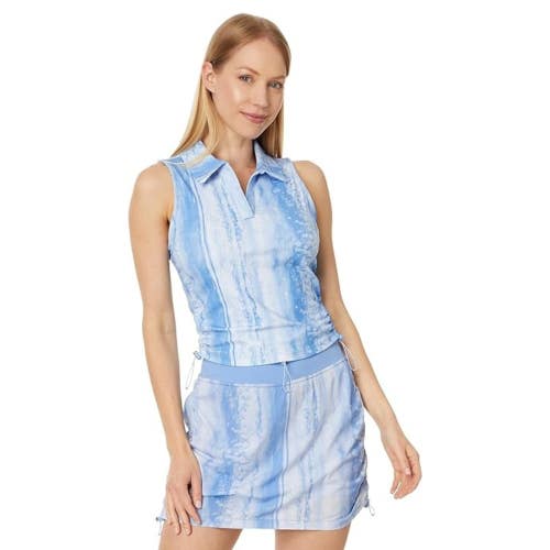 TravisMathew Salt Air Don't Care Polo Women's Blue Sleeveless Golf Shirt RED1119