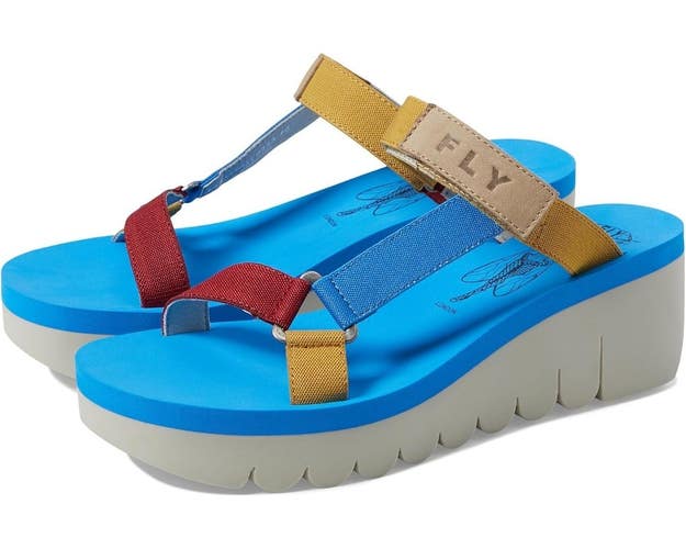 Fly London T-Strap Sandals Women's 8-8.5 Cloud Multi Open Toe Platform ZOGG2176