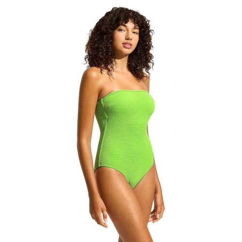 Seafolly Sea Dive Bandeau Swimsuits Women's 4 Green One-Piece Beachy RED1122