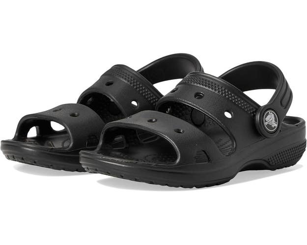 Crocs Classic 207537-001 Sandals Toddler US C5 Black Comfort Two Straps GBO1566