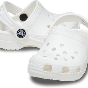 Crocs Classic 11441-100 Clogs Kids C2 White Cutout Comfort Casual Shoes GBO1572