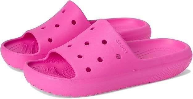 Crocs Classic Slide V2 209422-6UB Kids US J4 Pink Juice Slip-On Sandals GBO1546