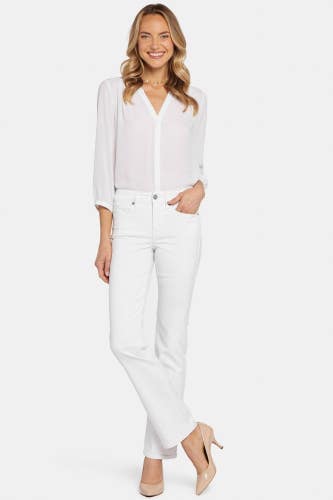 NYDJ Marilyn Jeans Womens 8 Optic White Denim Straight Leg Zip Fly Ankle RED1139