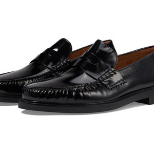 Cole Haan Pinch Prep Penny Loafers Men 10.5 Black Leather Moc Toe Shoes ZOGG2179