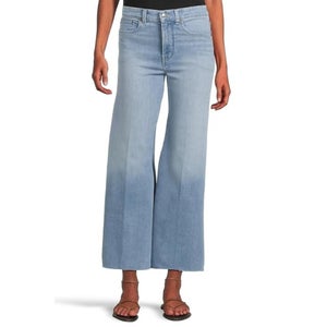 Madewell Jeans Women's 26 Corley Wash Denim Raw Hem Wide Leg Palazzo RED1269